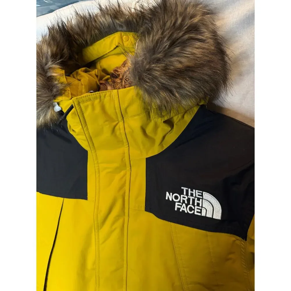 North Face Men’s McMurdo Parka Winter Jacket Marigold Yellow Down Faux Fur M NEW
